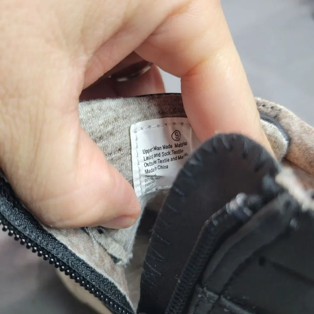 Cat & Jack Black Kids High-Top Sneakers Size 9‎ Faux Leather Soft Textile Lining